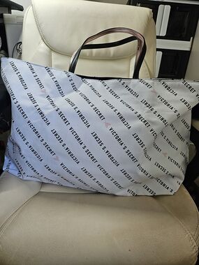 Victoria's Secret White Logo Tote Bag